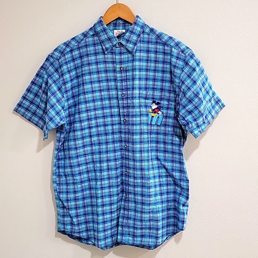 The Disney Store Vintage Button Front Embroidered Shirt Mickey Women's M